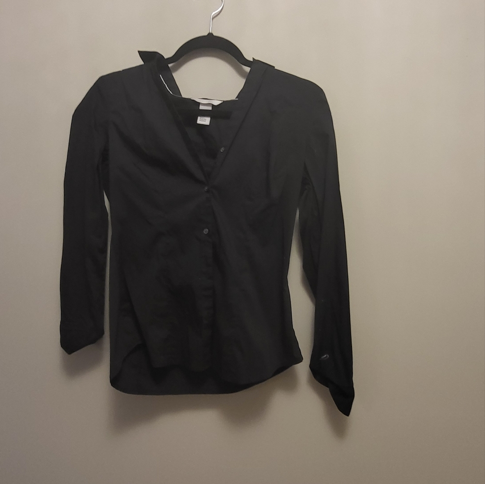 H&M classic black Oxford top